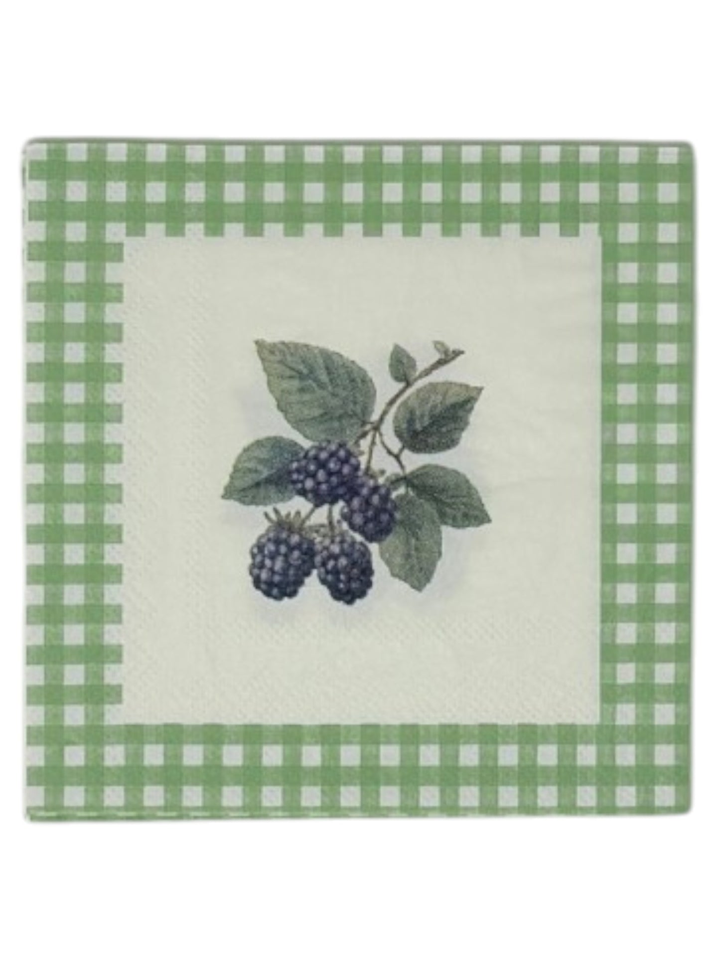 Farmhouse Fruit Gingham Cocktail Decoupage Paper Napkins – Berry Kitchen Garden Cottage | Set of 2
