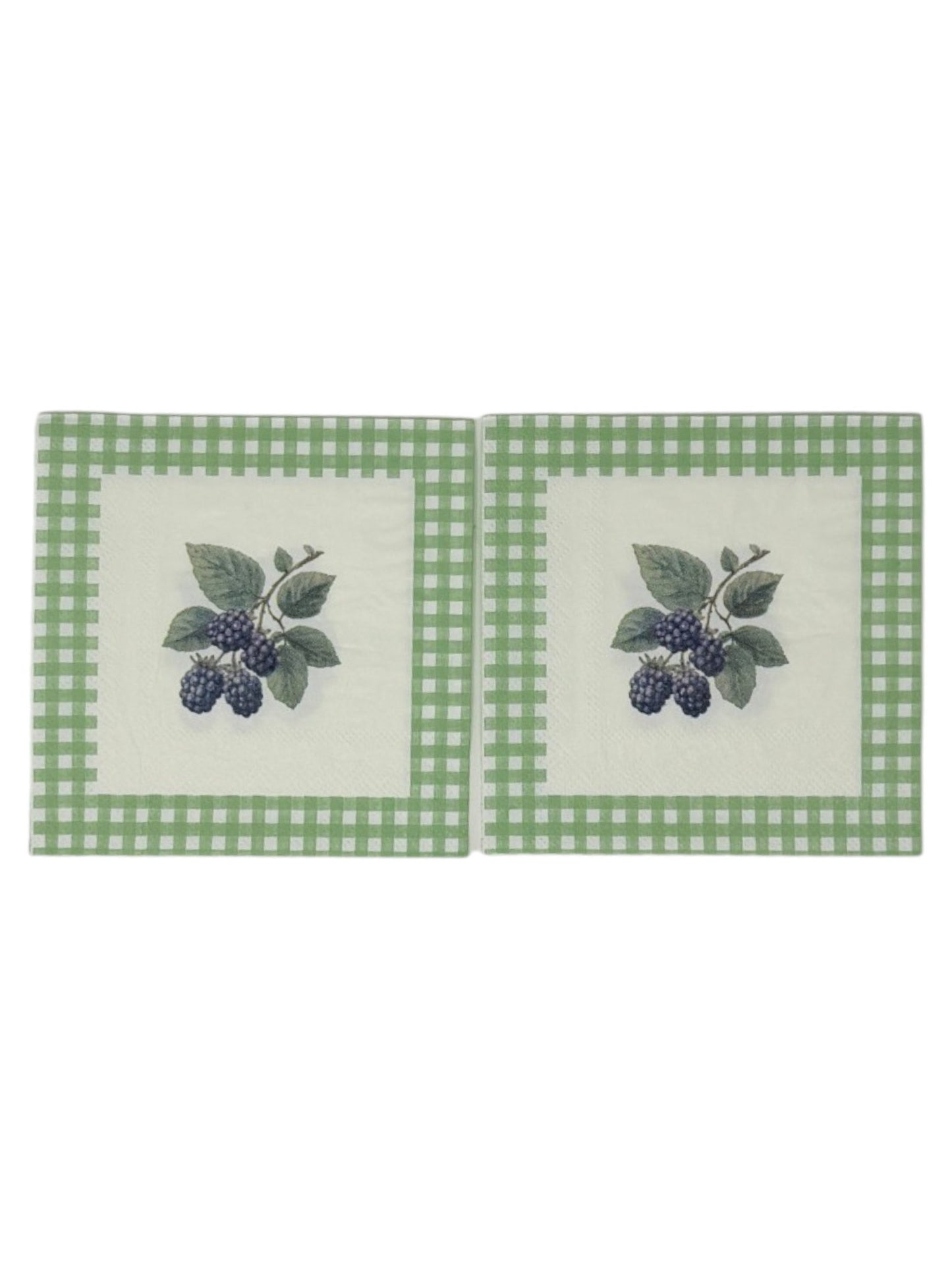Farmhouse Fruit Gingham Cocktail Decoupage Paper Napkins – Berry Kitchen Garden Cottage | Set of 2