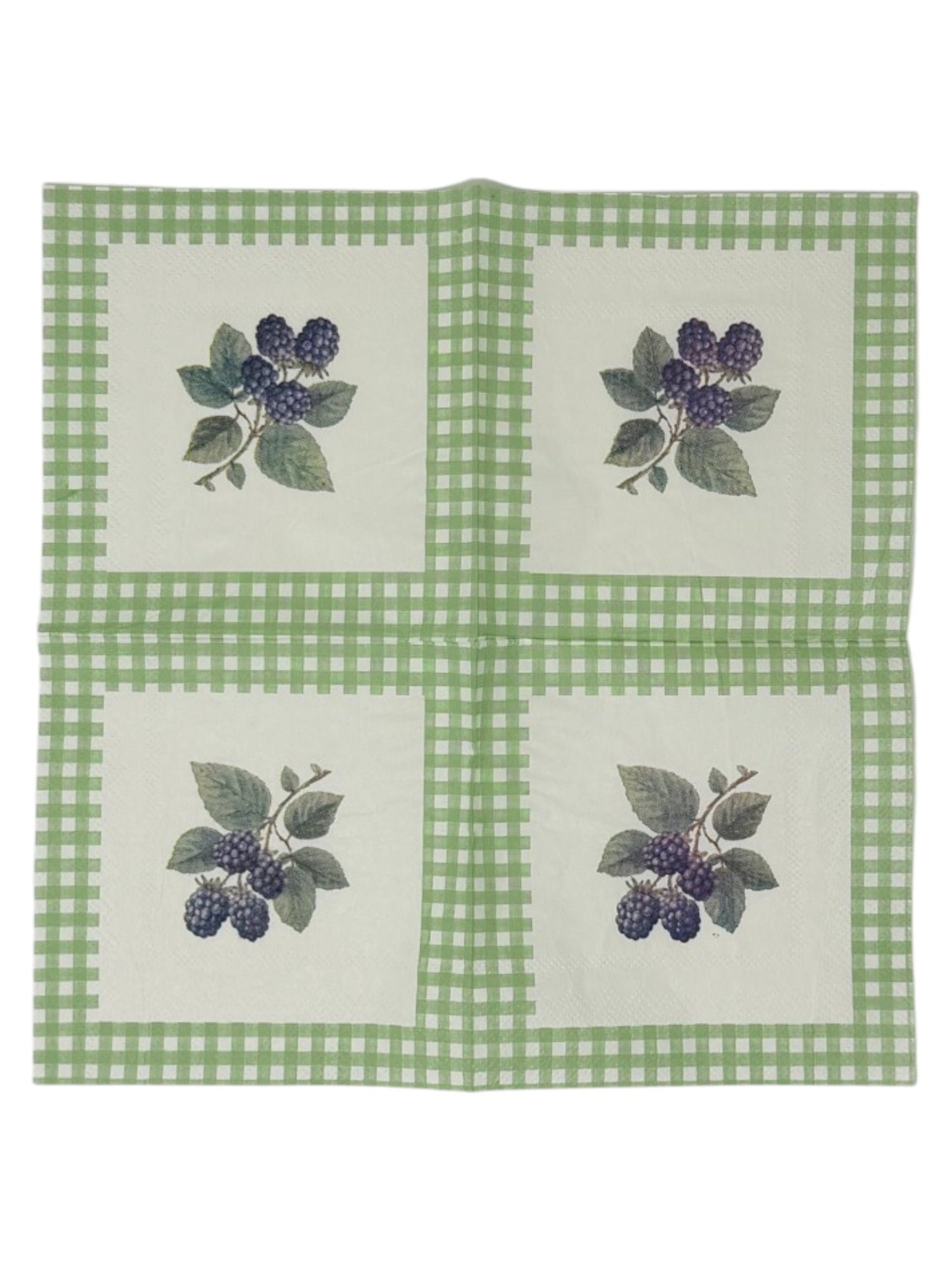 Farmhouse Fruit Gingham Cocktail Decoupage Paper Napkins – Berry Kitchen Garden Cottage | Set of 2