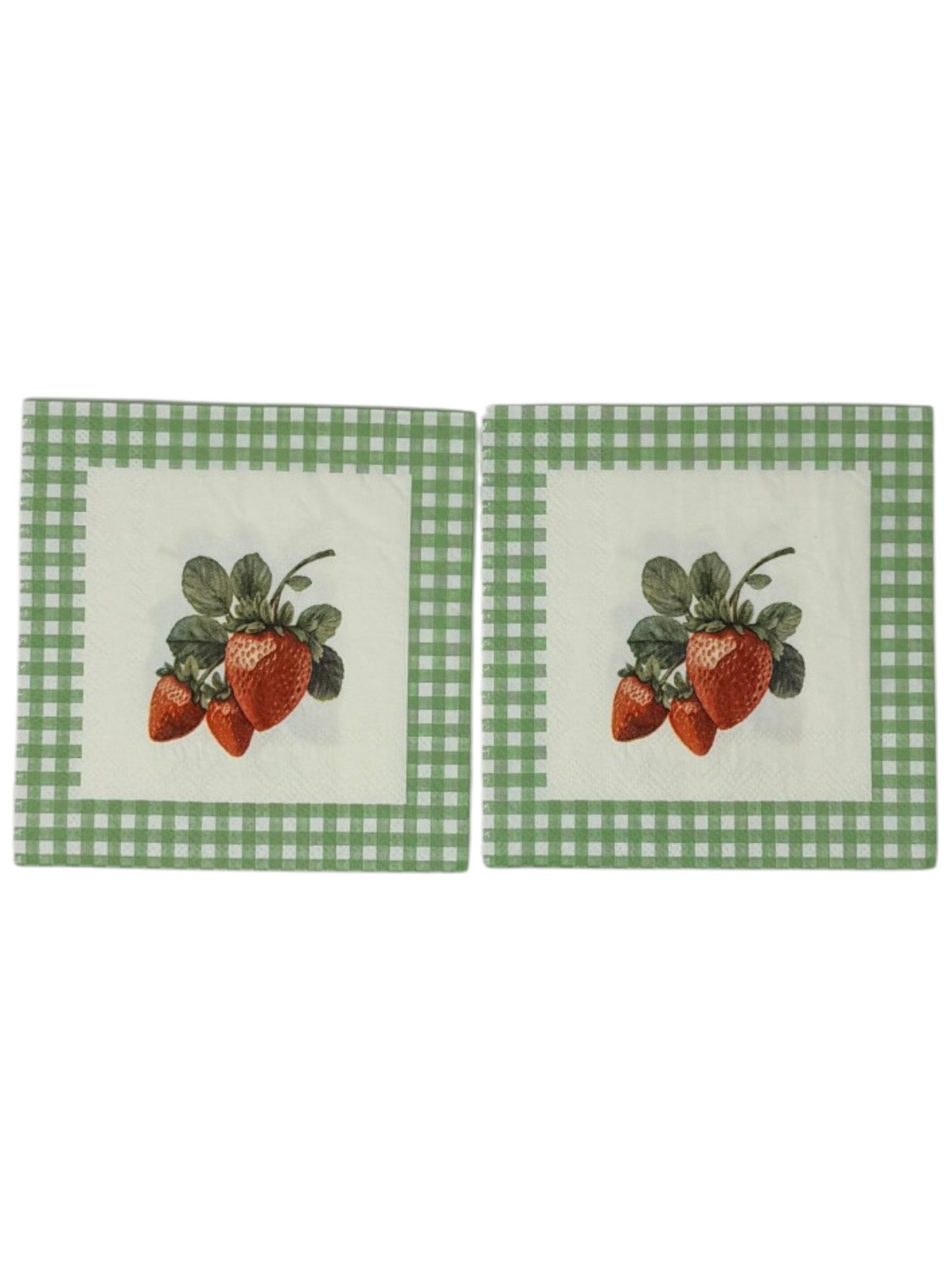 Farmhouse Fruit Gingham Cocktail Decoupage Paper Napkins – Berry Kitchen Garden Cottage | Set of 2
