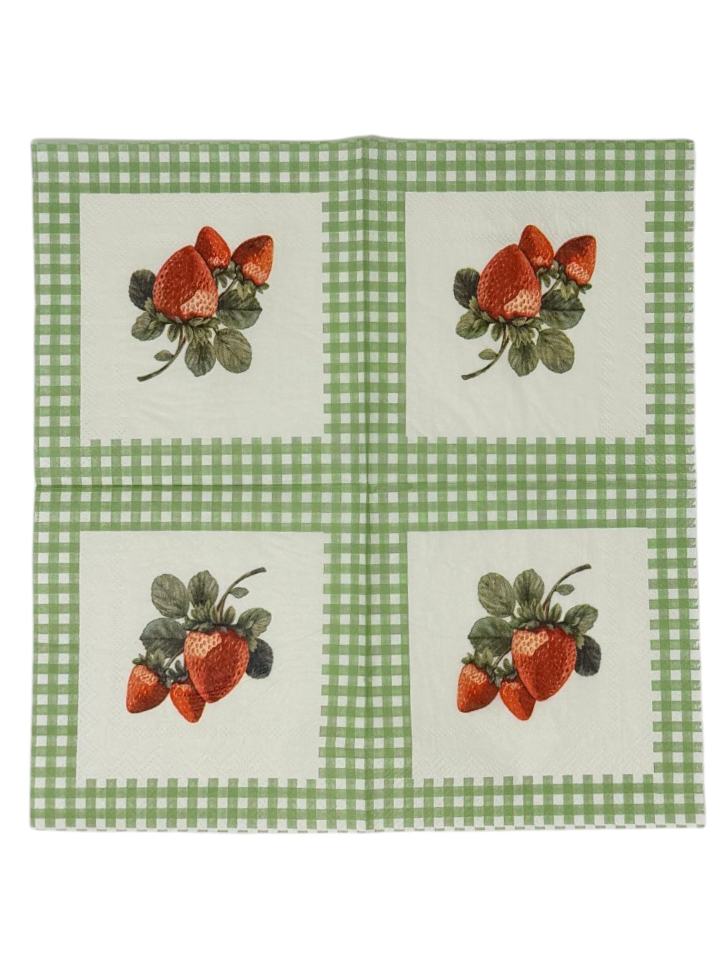 Farmhouse Fruit Gingham Cocktail Decoupage Paper Napkins – Berry Kitchen Garden Cottage | Set of 2