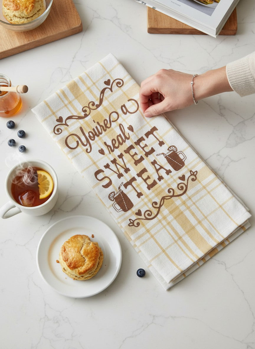 You're a Real Sweet Tea Funny Southern Kitchen Towel – Farmhouse Humor | DII 18x28 Cotton Dish Towel