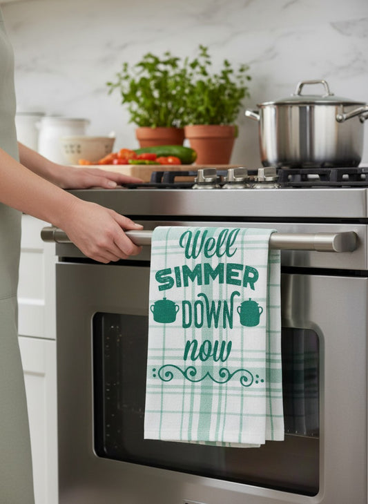 Well Simmer Down Now Funny Southern Kitchen Towel – Farmhouse Humor | DII 18x28 Cotton Dish Towel