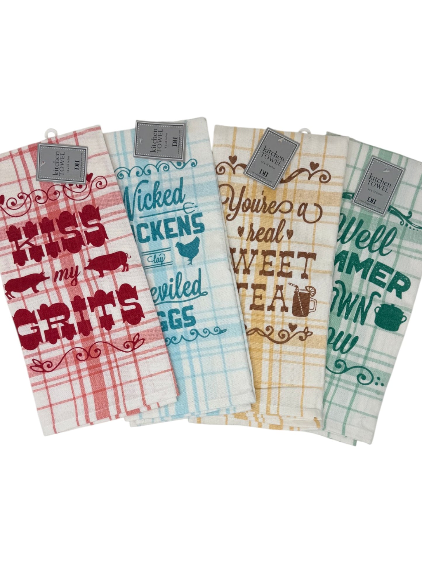 Southern Sayings Kitchen Towel Set – Funny Farmhouse Gift Bundle | 4 DII 18x28 Cotton Dish Towels