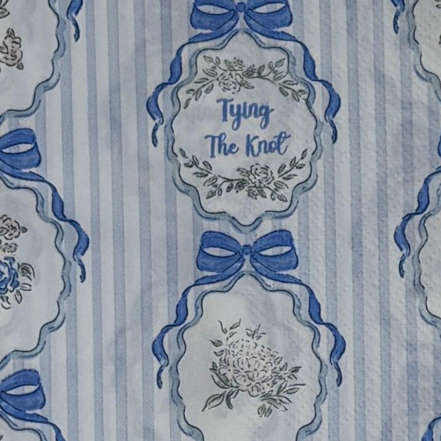 Tying The Knot Mixed Set Decoupage Paper Napkins – Bridal Shower Coquette Blue Bow | 2 Guest 2 Cocktail