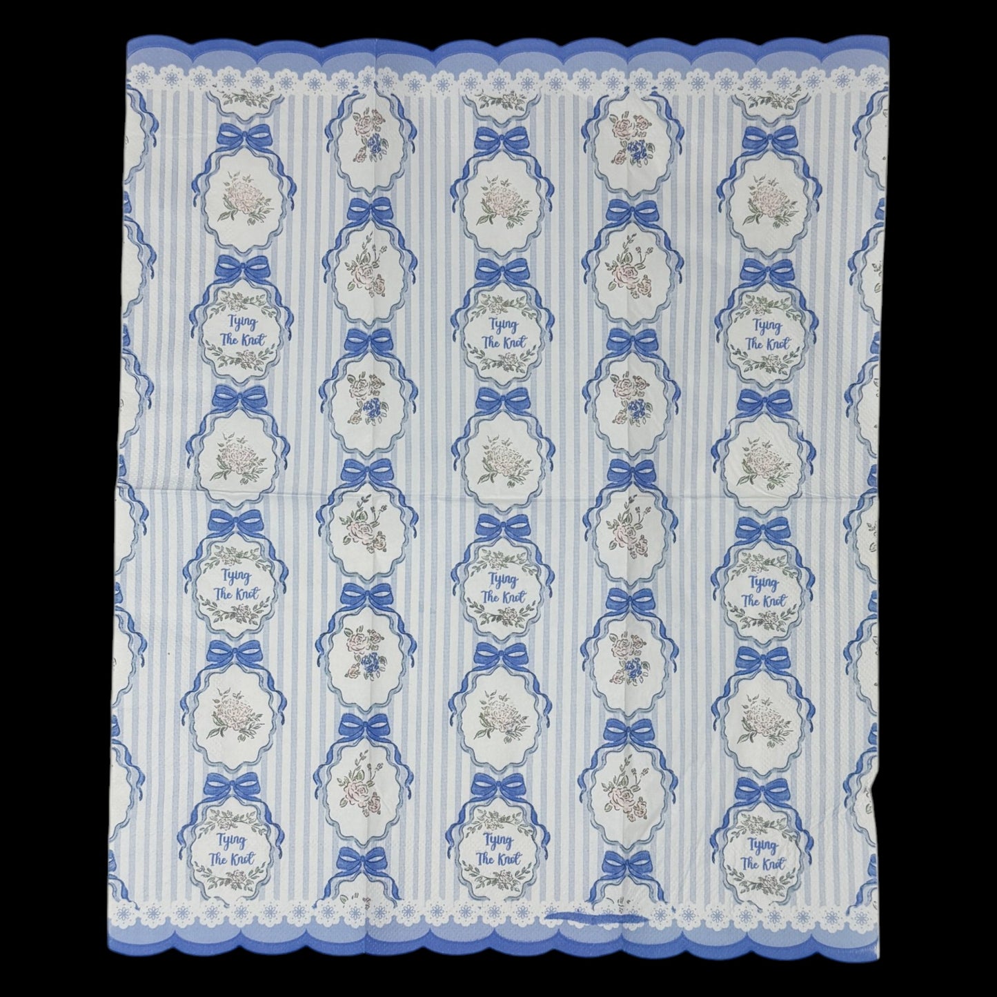 Tying The Knot Mixed Set Decoupage Paper Napkins – Bridal Shower Coquette Blue Bow | 2 Guest 2 Cocktail