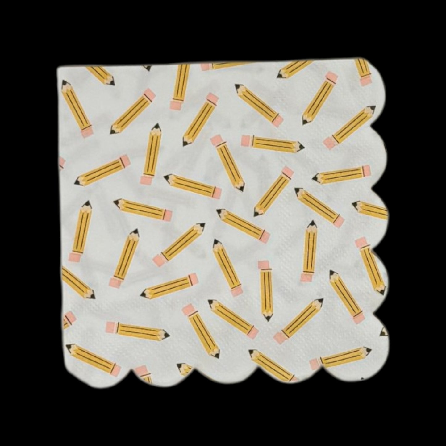 Tossed Pencils Scallop Cocktail Decoupage Paper Napkin – Back to School Teacher Whimsical