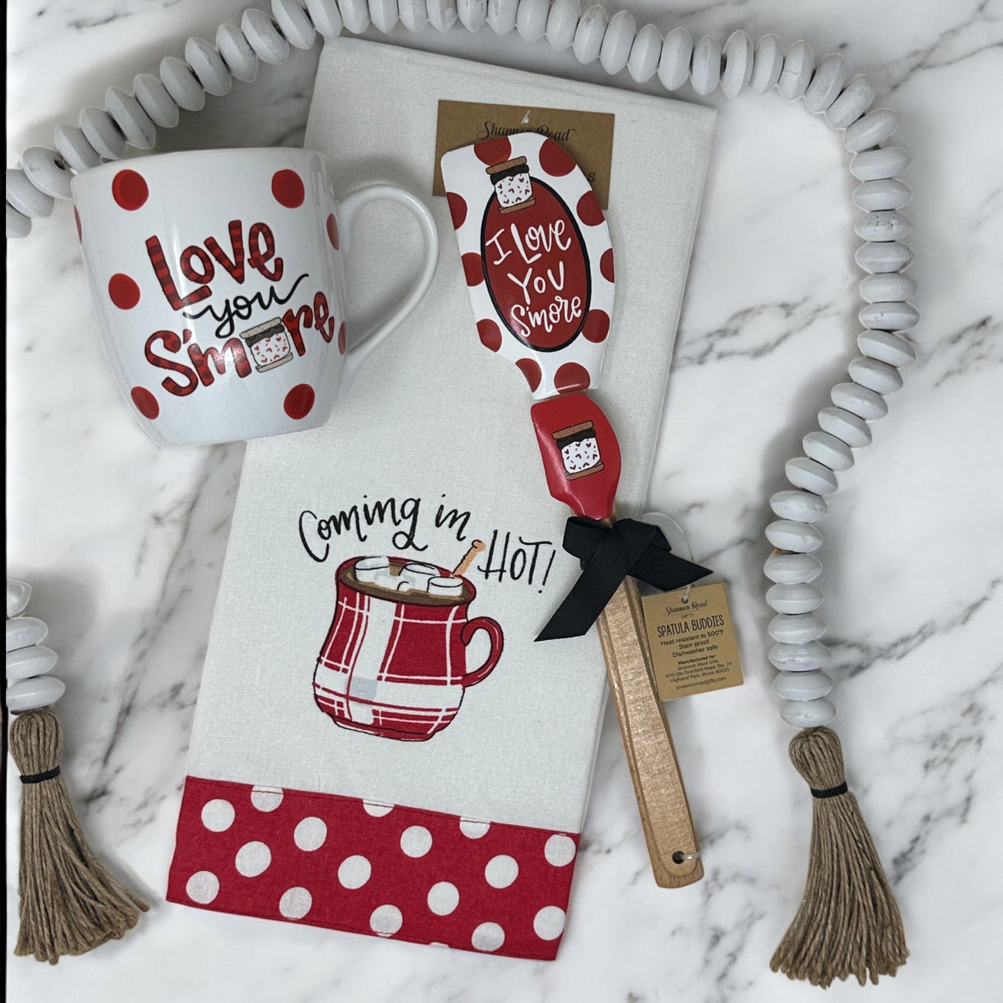 Valentines Day I love you S'more Kitchen Coffee Mug, Tea Towel & Spatulas Gift Set