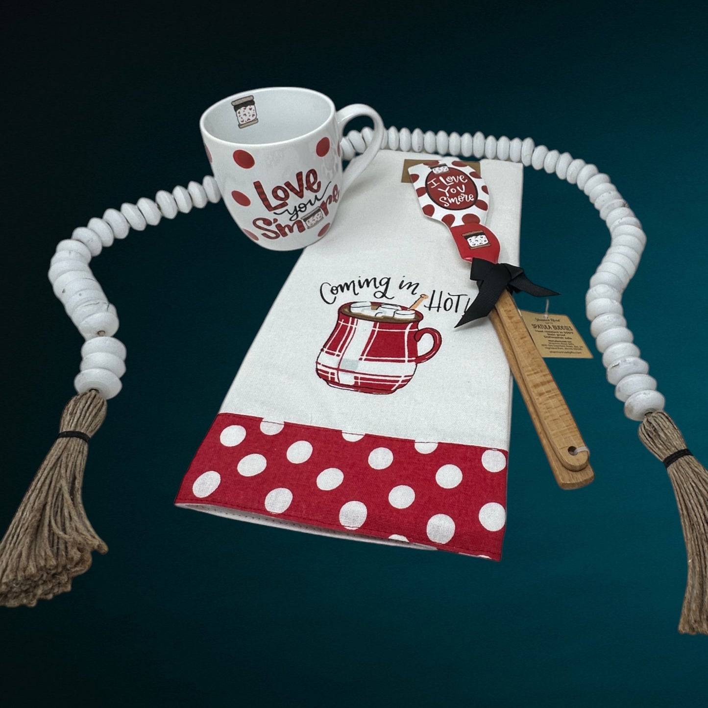 Valentines Day I love you S'more Kitchen Coffee Mug, Tea Towel & Spatulas Gift Set