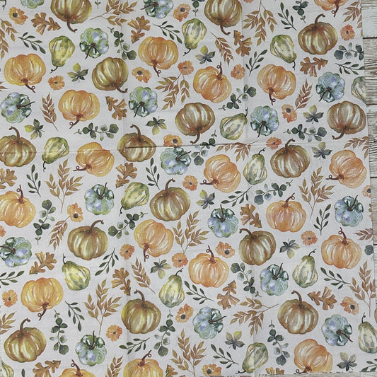 Decoupage Napkins Fall Watercolor Clementine Pale Leaves Pumpkins Guest Paper Crafts