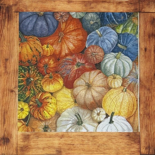 Fall Pumpkin Decoupage Napkins Patch Thanksgiving Halloween Orange Yellow Blue Cocktail Paper Crafts Cardmaking