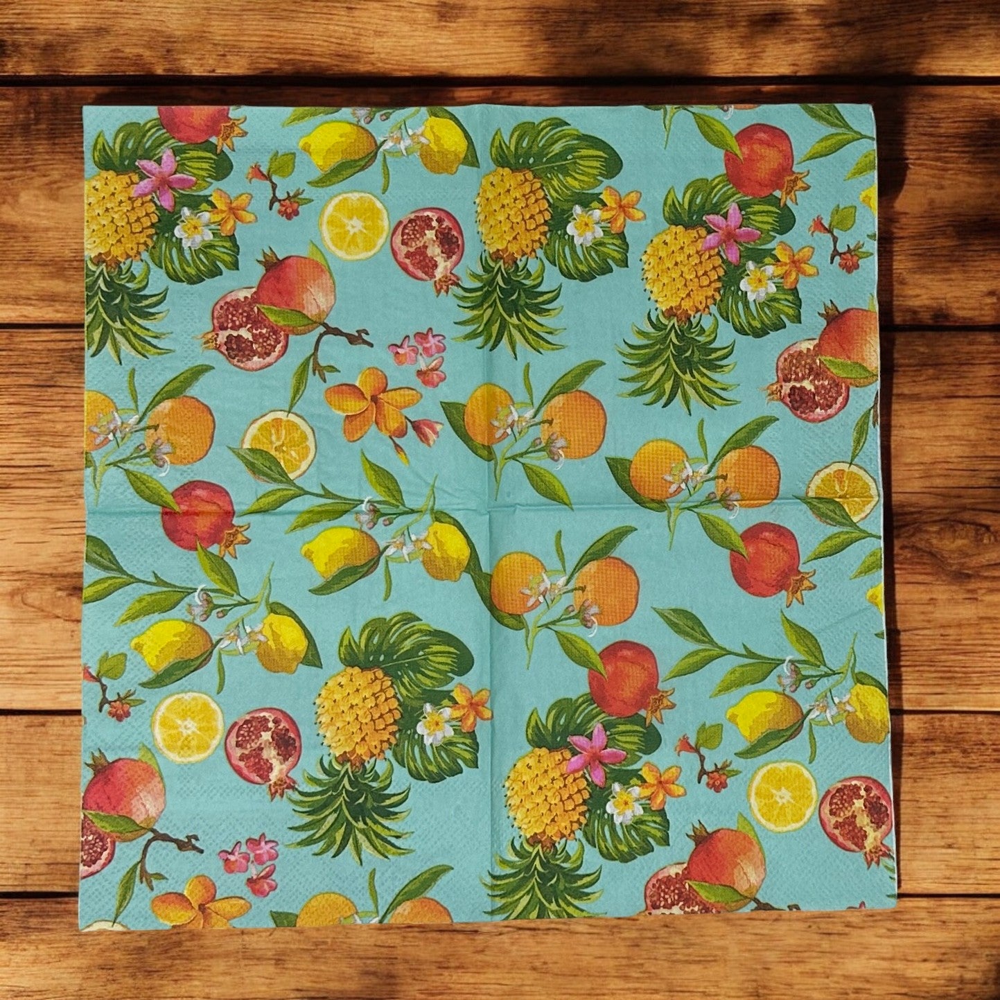 Servilletas de papel para decoupage con frutas tropicales, manualidades de verano para cócteles