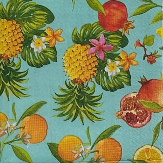 Servilletas de papel para decoupage con frutas tropicales, manualidades de verano para cócteles