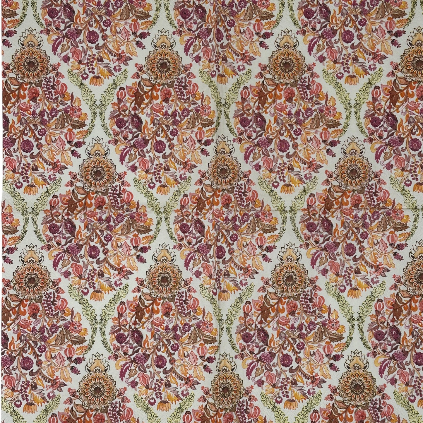 Autumn Floral Guest Size Decoupage Napkins – Elegant Damask Botanical Paper Napkins for Fall Crafts, Journaling & Mixed Media
