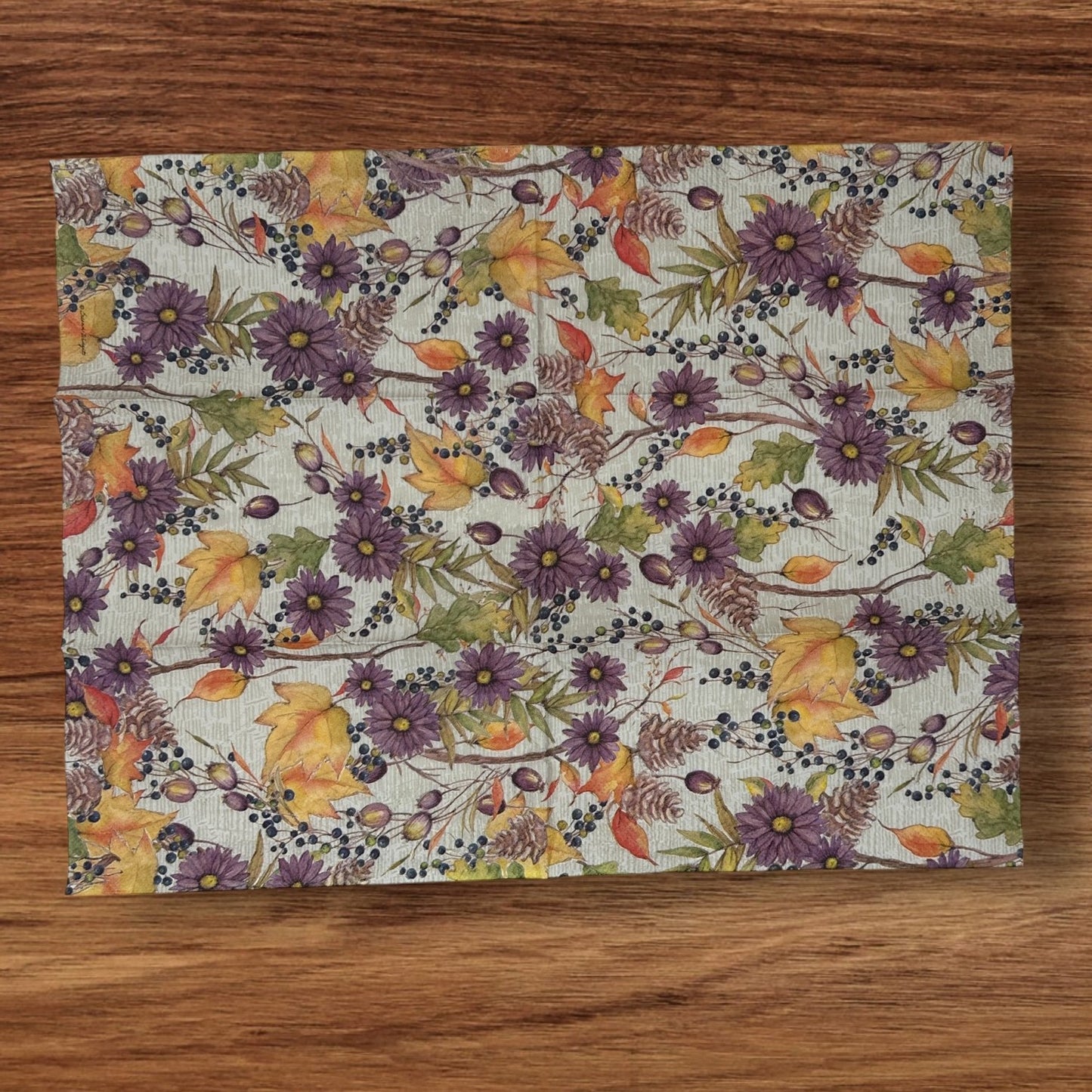 Servilletas con diseño de bayas y flores de otoño para decoupage, Acción de Gracias, naranja, amarillo, óxido, verde, azul y morado, para invitados, manualidades de papel