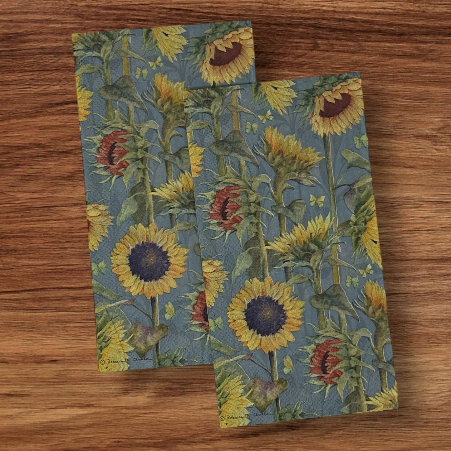 Servilletas con decoupage de girasoles para otoño, Acción de Gracias, naranja, amarillo, óxido, verde y azul, para invitados, manualidades de papel