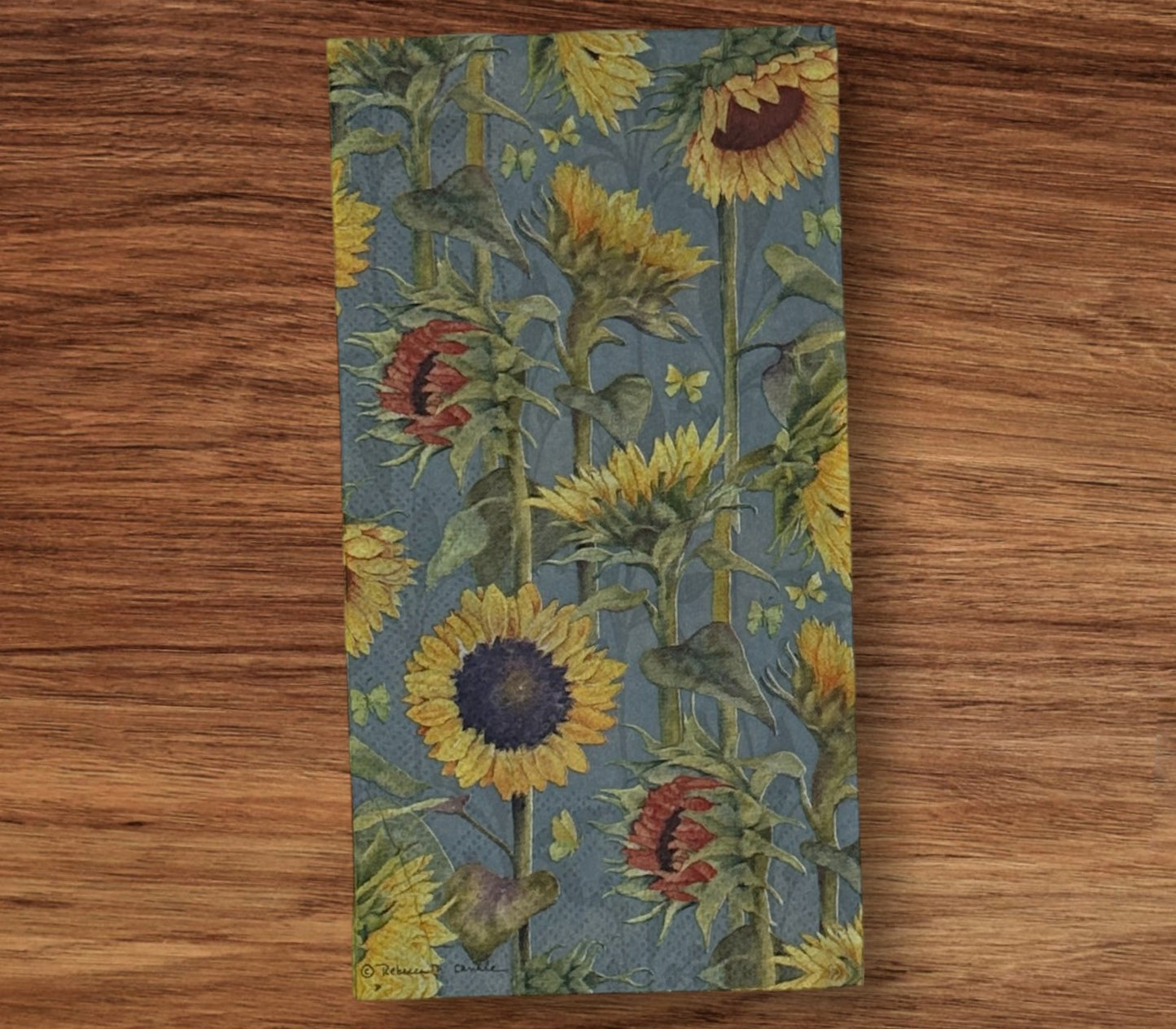 Servilletas con decoupage de girasoles para otoño, Acción de Gracias, naranja, amarillo, óxido, verde y azul, para invitados, manualidades de papel