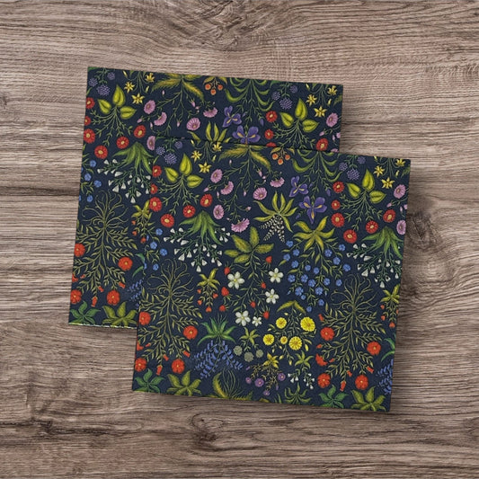Wildflower Garden Decoupage Napkins – Luncheon Size 6.5” x 6.5” – Dark Background Floral Paper Napkins for Crafts & DIY (Set of 2)