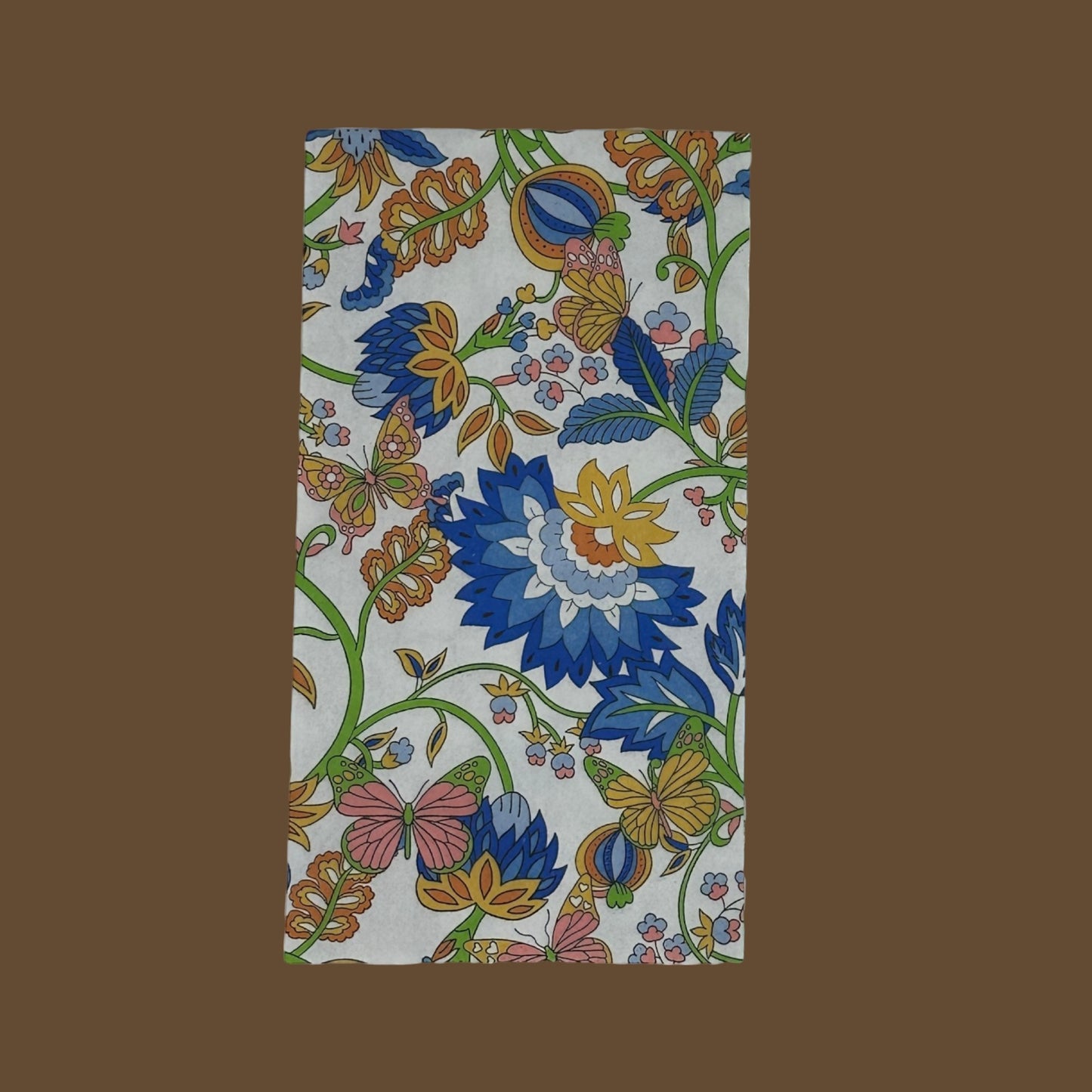 Royal Blue Mustard Yellow Decoupage Napkins Green Floral Paper Crafts