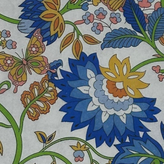 Decoupage Napkins Floral Blue Mustard Green Elegant Guest Paper Crafts