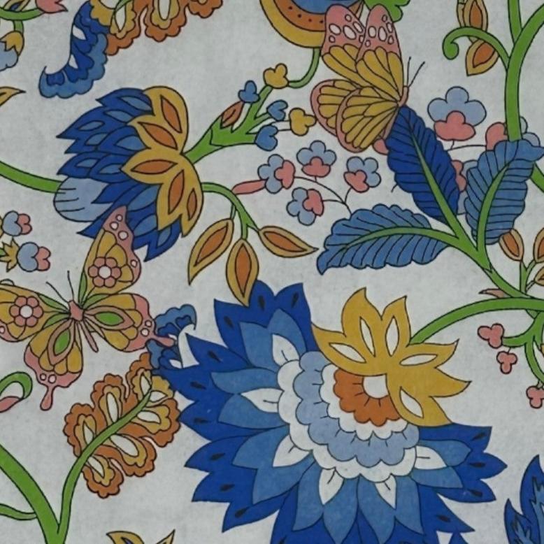 Royal Blue Mustard Yellow Decoupage Napkins Green Floral Paper Crafts