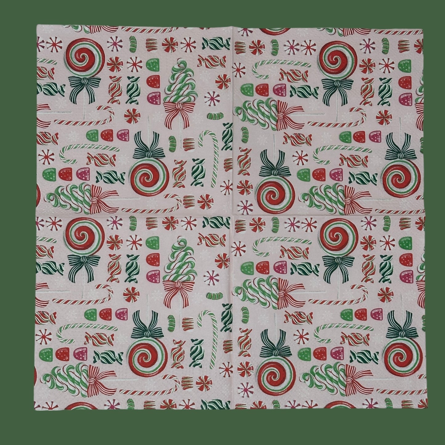 Pastel Old Fashioned Candy Christmas Decoupage Napkins Ribbon Candy canes Gum Drops Crafts