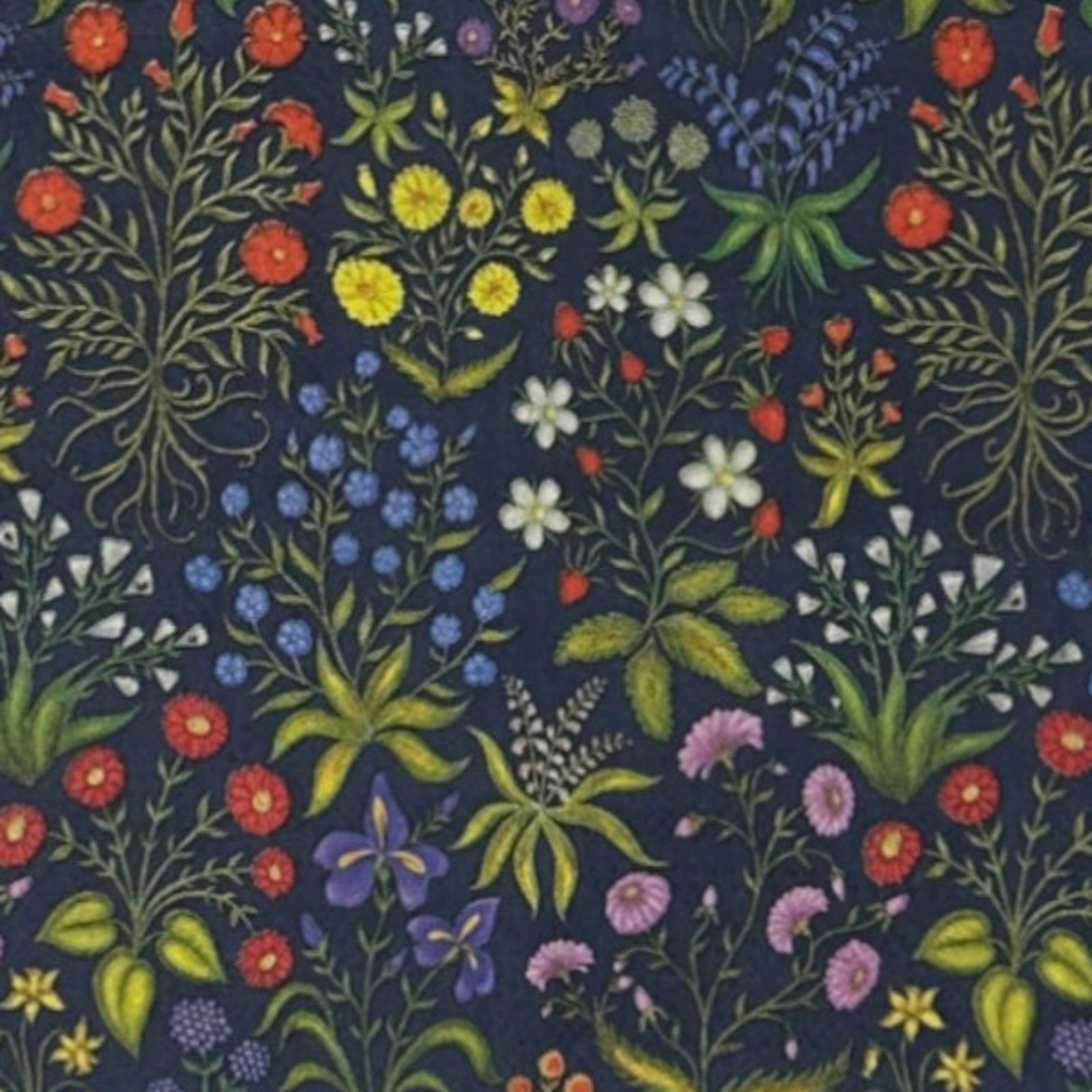 navy background with floral design