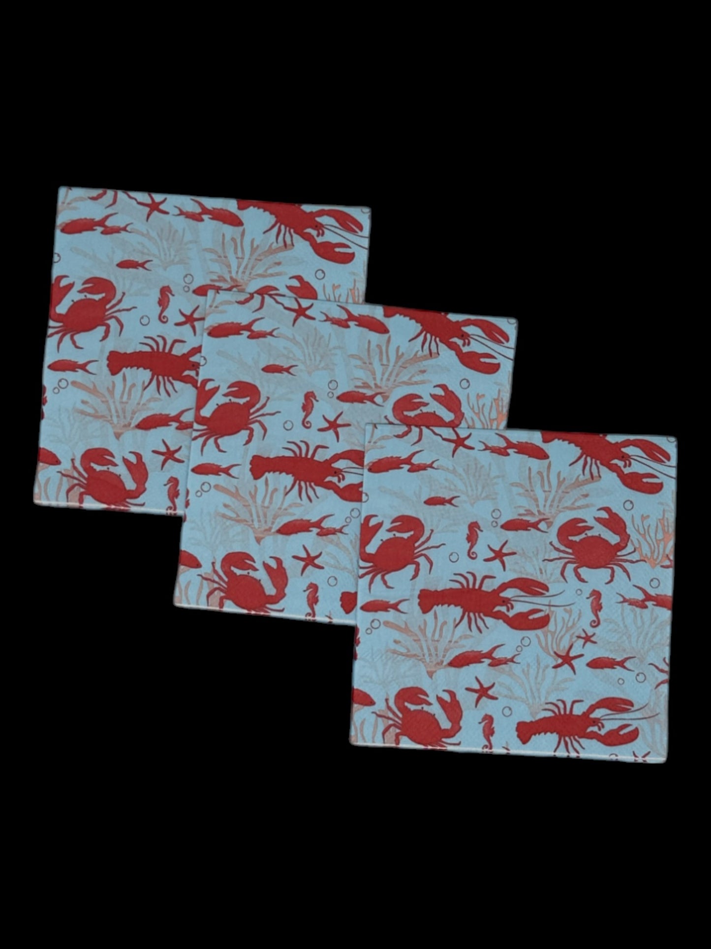 Crab Coastal Decoupage Napkins Blue Red Nautical New England Lobster Cocktail Paper