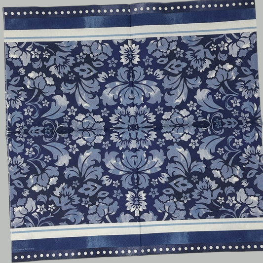 Decoupage Napkins Blue White - Floral Stripes & Dots Paper Crafts for Elegant DIY Projects