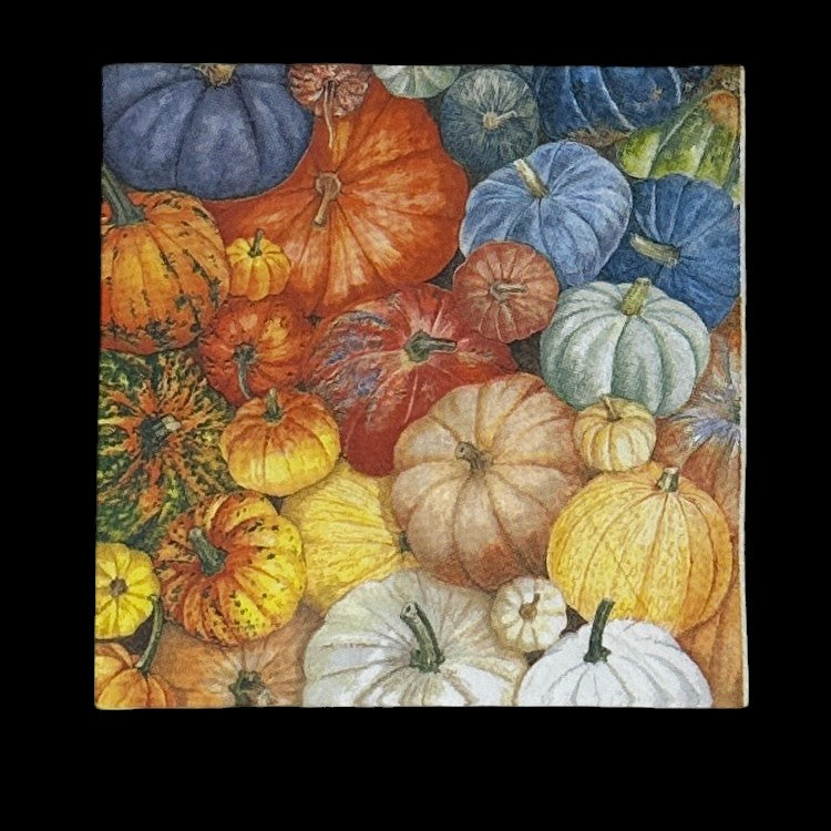 Fall Pumpkin Decoupage Napkins Patch Thanksgiving Halloween Orange Yellow Blue Cocktail Paper Crafts Cardmaking