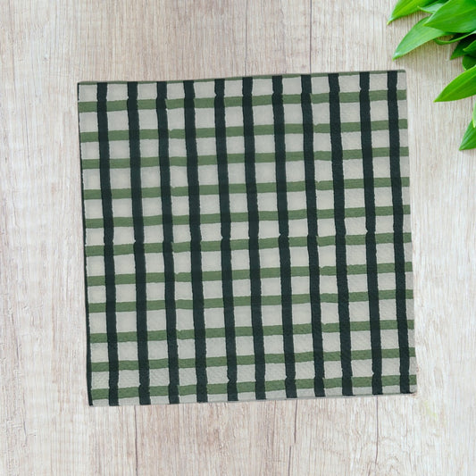 Green White  Christmas Plaid Decoupage Napkins Light Dark Holiday Crafts