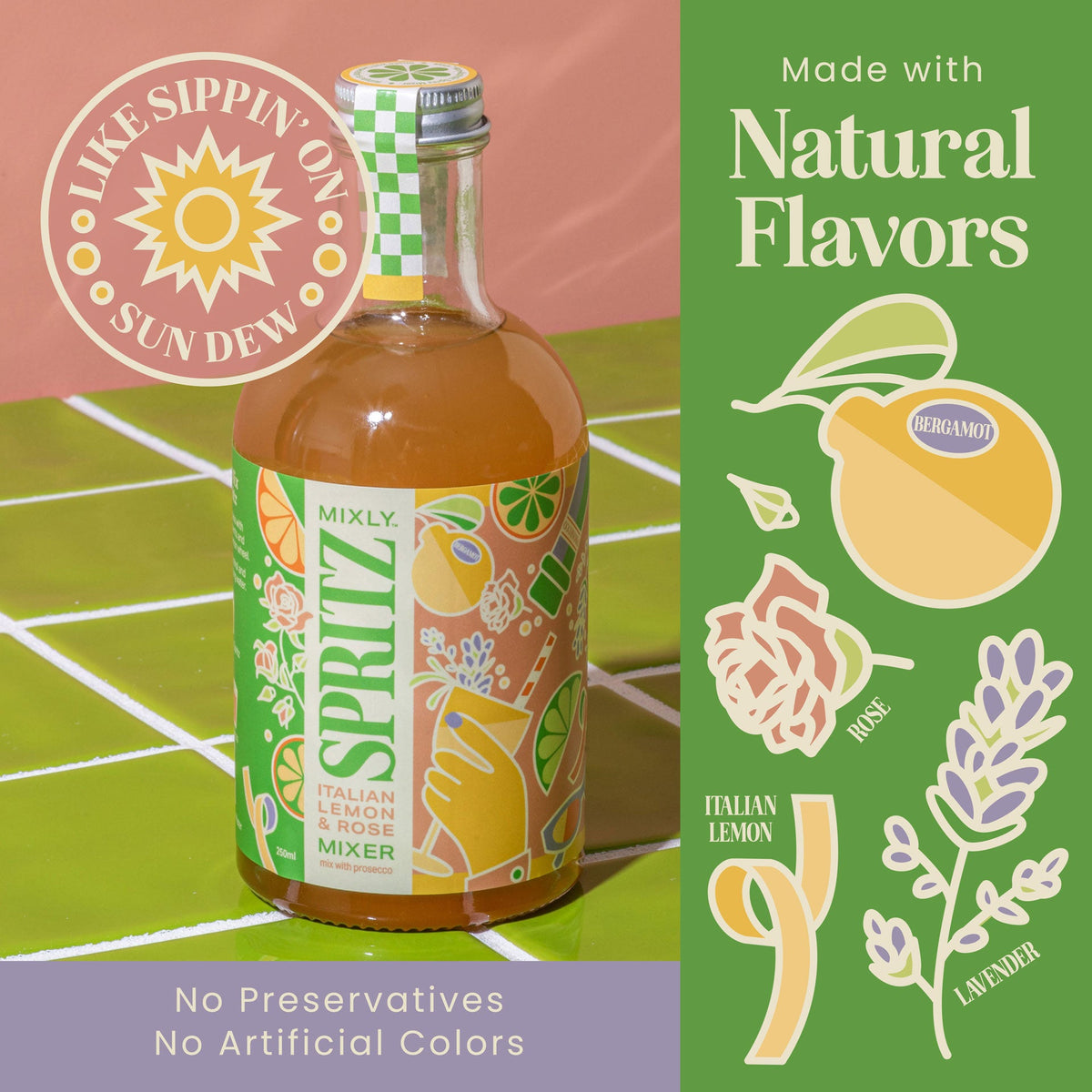 New! Italian Lemon & Rose Spritz | Non Alcoholic Cocktail & Mocktail Mixer
