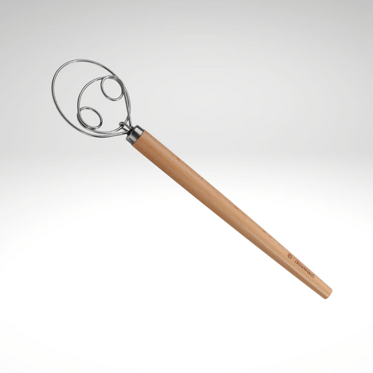 Danish Batter Whisk, Beechwood handle, 13.75"