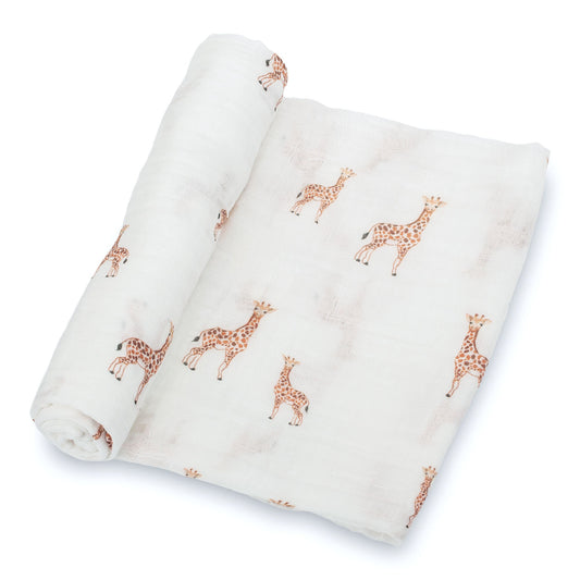 Baby Giraffe Swaddle Blankets: 47" x 47" 100% Muslin Cotton