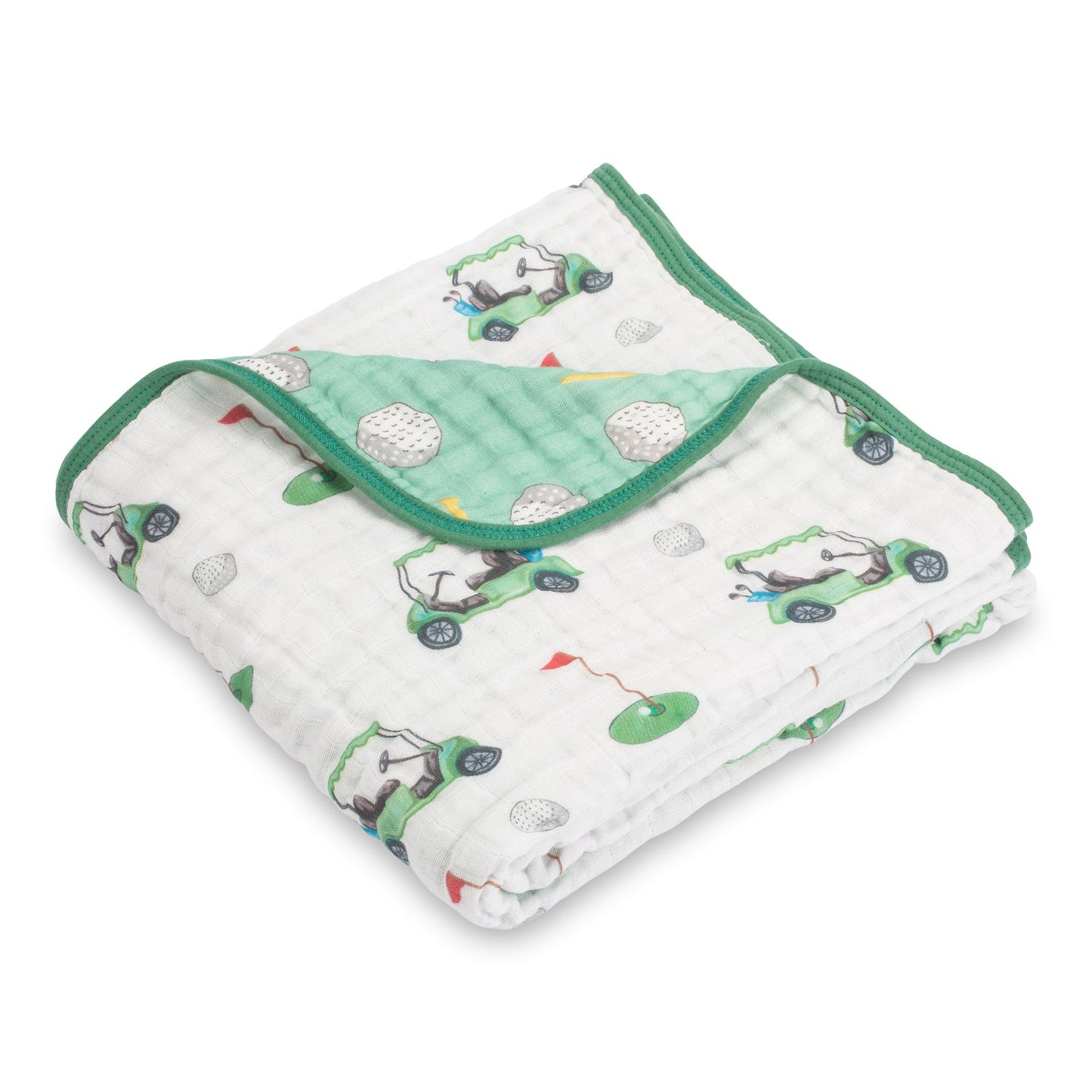 LollyBanks Muslin Baby Blanket, 100% Cotton Lightweight Baby Quilt, 47"x 47" and 6 Layers Newborn Blanket, (Golf Print)