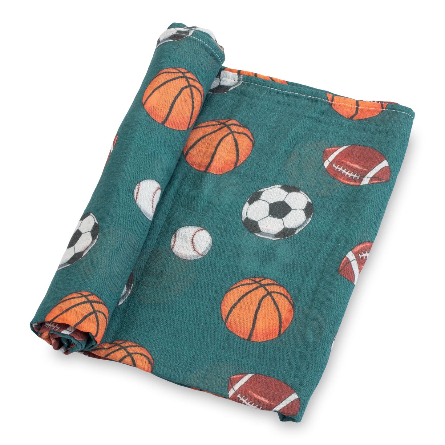 LollyBanks Muslin Swaddle Blankets, 100% Cotton Baby Blanket, 47"x 47" Newborn Swaddle Blanket, (Sports Theme)