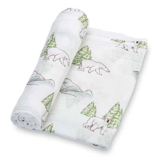 Chill Out Polar Bear Baby Muslin Swaddle Blanket