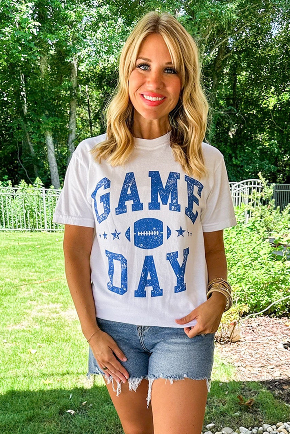 White Wildcats Football GAME DAY Graphic Crewneck T Shirt