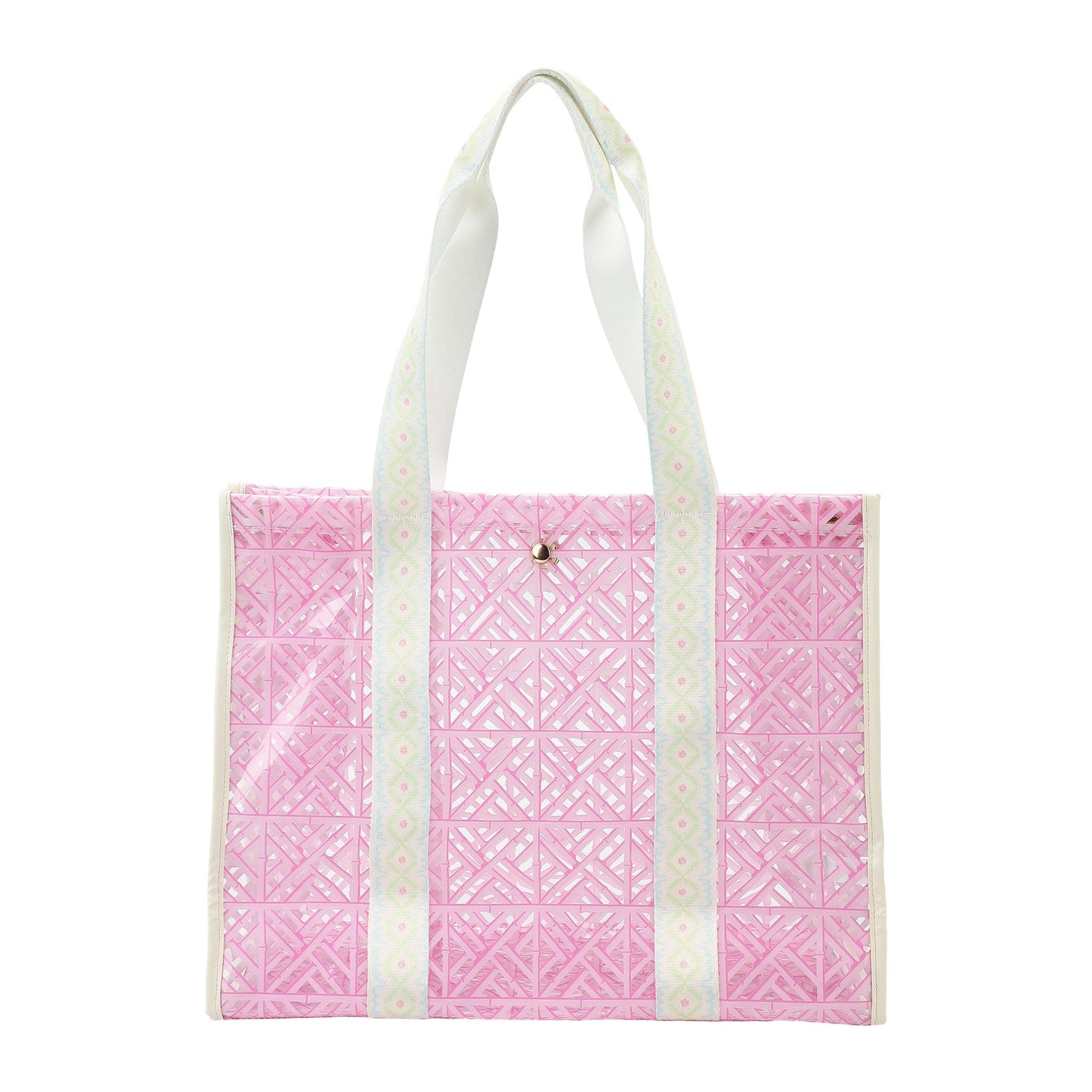 Pink Geo Tile Clear Vinyl Tote Bag