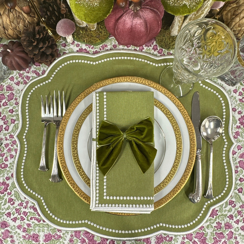 Olive: Velvet Bow Napkin Ties - (Set of 4)