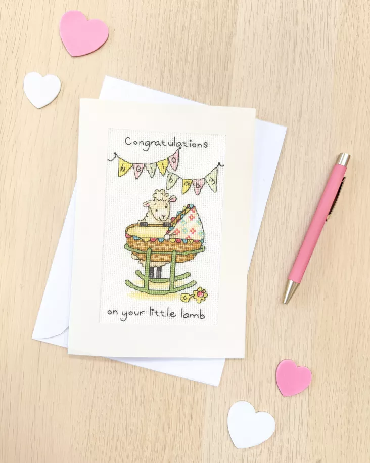 Little Lamb Greeting Card Counted Cross Stitch Kit by Bothy Threads XGC67