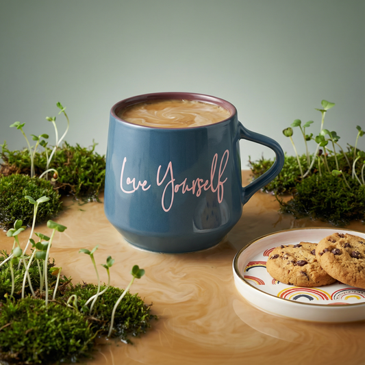 Love Yourself Mug & Coaster Lid with Rainbow Design