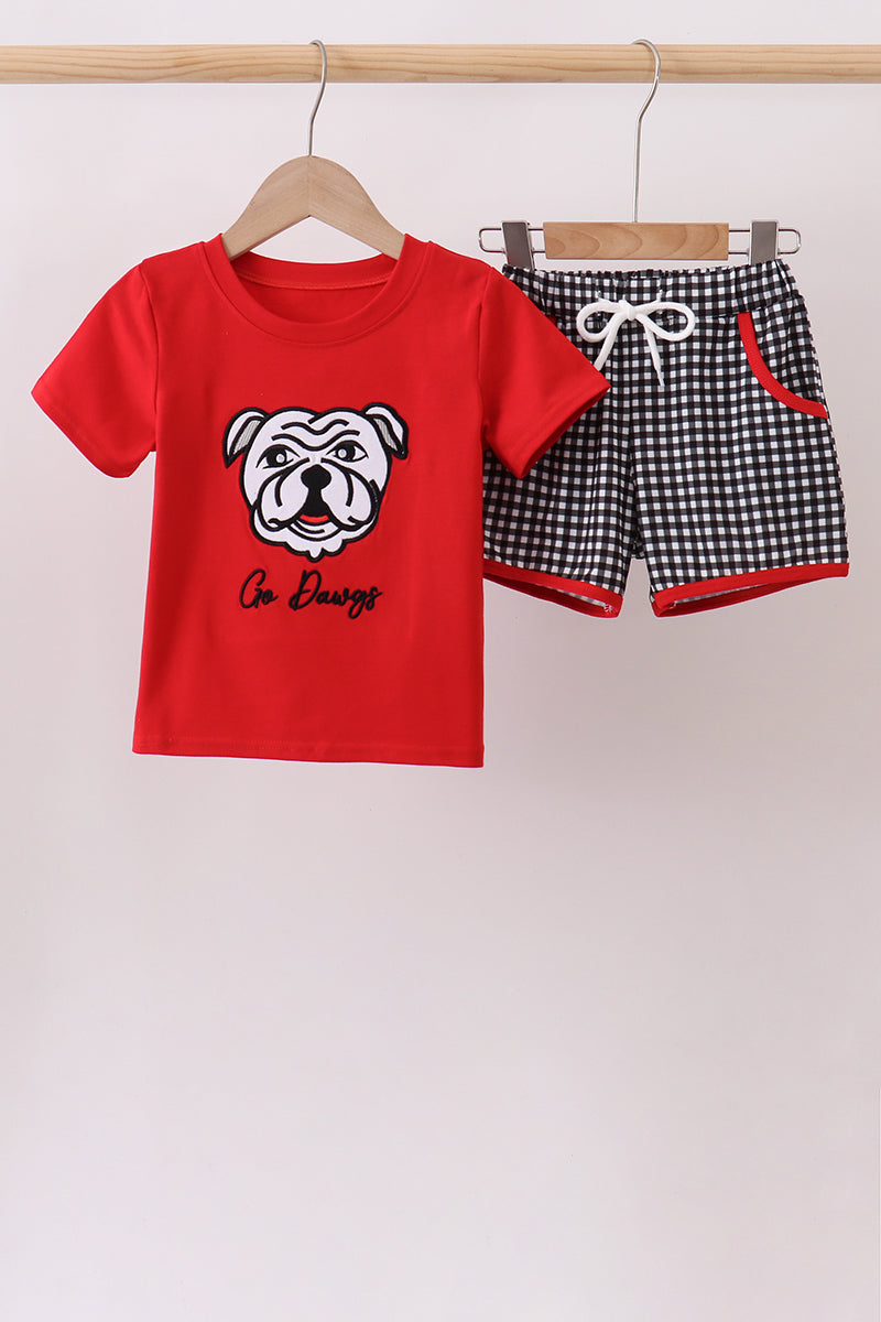 Red Georgia Applique Shorts Set