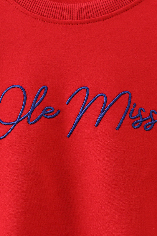 Red Mississippi Ole Miss Embroidery top