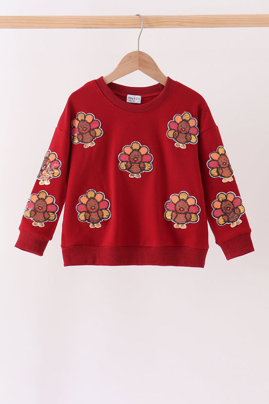 Rust turkey sequin mom&me top