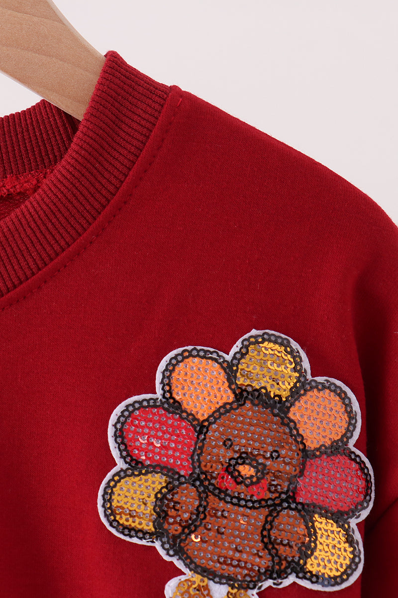 Rust turkey sequin mom&me top