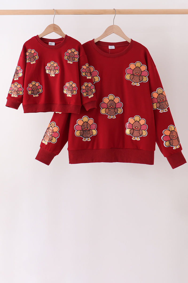 Rust turkey sequin mom&me top