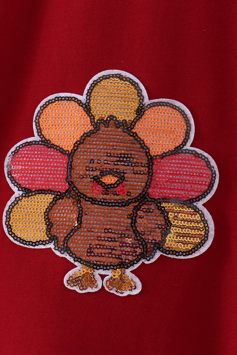 Rust turkey sequin mom&me top