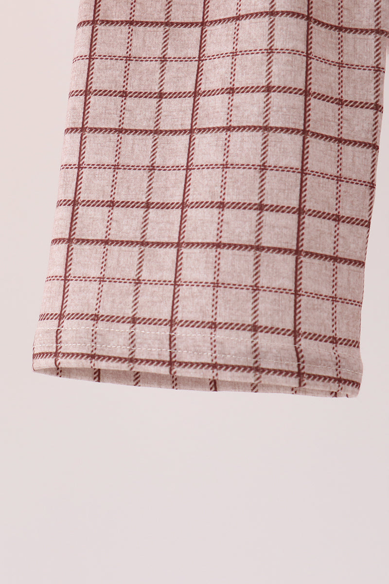 Brown Howdy Y'ALL boots embroidery plaid pants set