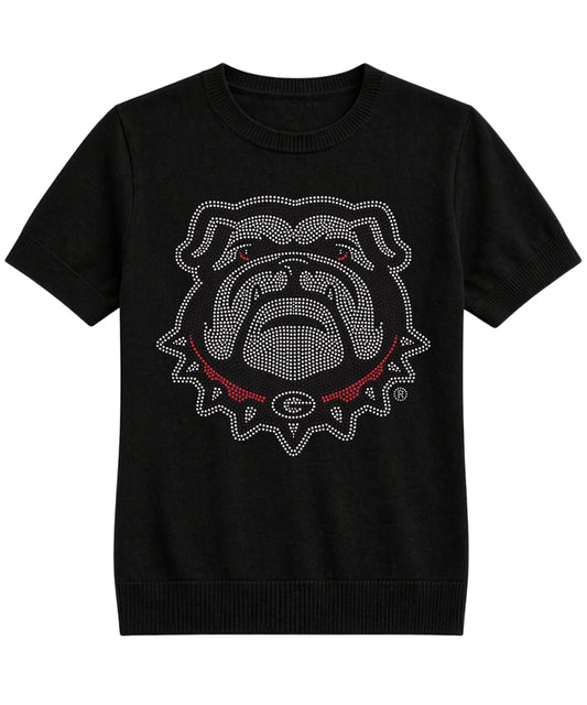 University of Georgia Bulldog Logo Black Short Sleeve Sweater